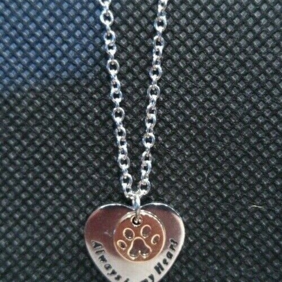 Loss of Pet Necklace ALWAYS IN MY HEART Paw 18" New - Picture 2 of 3